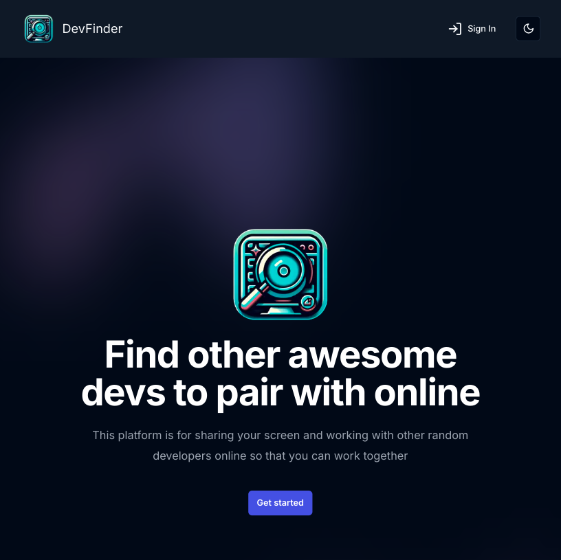 DevFinder website